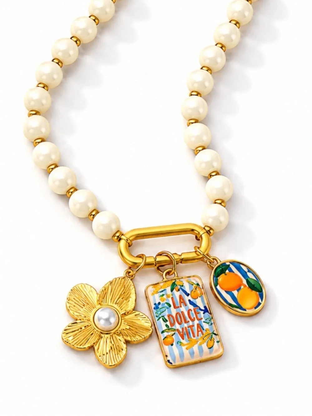 New! Coastal La Dolce Vita Yellow Carabiner Necklace NWOT - Picture 2 of 3